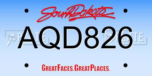 AQD826 South Dakota License Plate