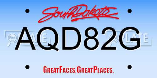 AQD82G South Dakota License Plate