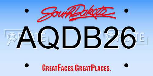 AQDB26 South Dakota License Plate