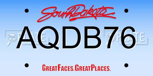 AQDB76 South Dakota License Plate