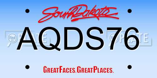 AQDS76 South Dakota License Plate