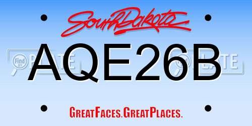 AQE26B South Dakota License Plate