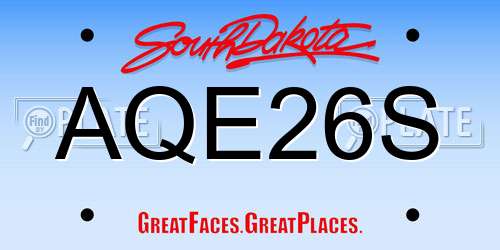 AQE26S South Dakota License Plate