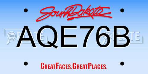 AQE76B South Dakota License Plate