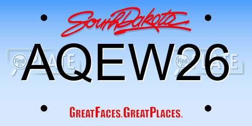 AQEW26 South Dakota License Plate