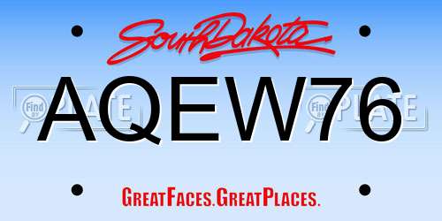 AQEW76 South Dakota License Plate