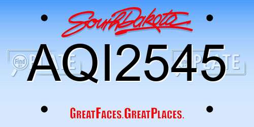 AQI2545 South Dakota License Plate