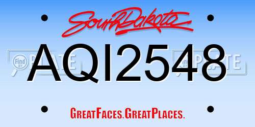 AQI2548 South Dakota License Plate