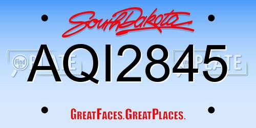 AQI2845 South Dakota License Plate