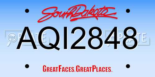 AQI2848 South Dakota License Plate