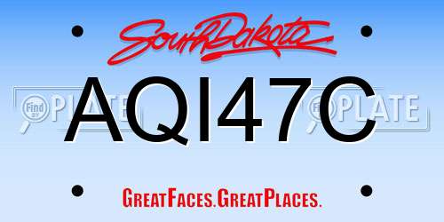 AQI47C South Dakota License Plate
