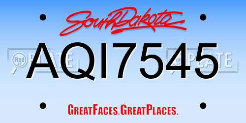 AQI7545 South Dakota License Plate