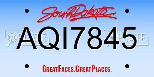 AQI7845 South Dakota License Plate