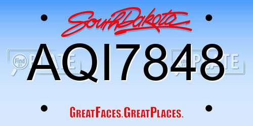 AQI7848 South Dakota License Plate