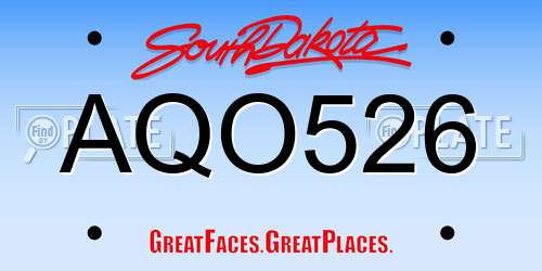 AQO526 South Dakota License Plate