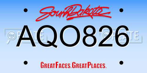 AQO826 South Dakota License Plate