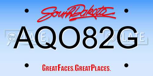 AQO82G South Dakota License Plate