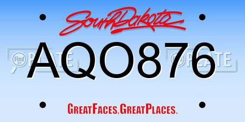 AQO876 South Dakota License Plate
