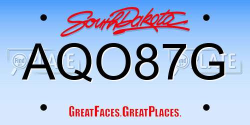 AQO87G South Dakota License Plate