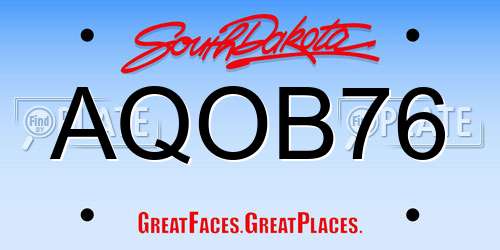 AQOB76 South Dakota License Plate