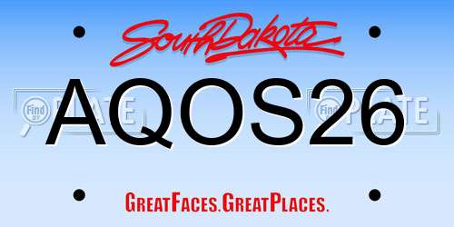 AQOS26 South Dakota License Plate
