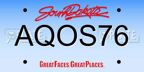 AQOS76 South Dakota License Plate