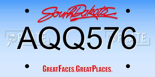 AQQ576 South Dakota License Plate