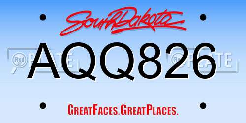 AQQ826 South Dakota License Plate