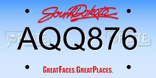 AQQ876 South Dakota License Plate