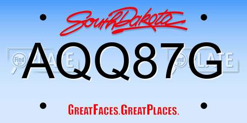AQQ87G South Dakota License Plate