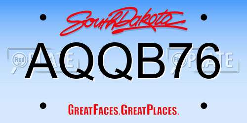 AQQB76 South Dakota License Plate