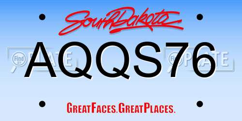 AQQS76 South Dakota License Plate