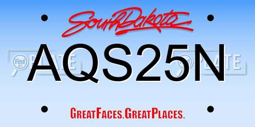 AQS25N South Dakota License Plate
