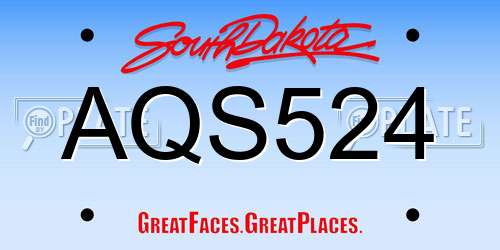 AQS524 South Dakota License Plate