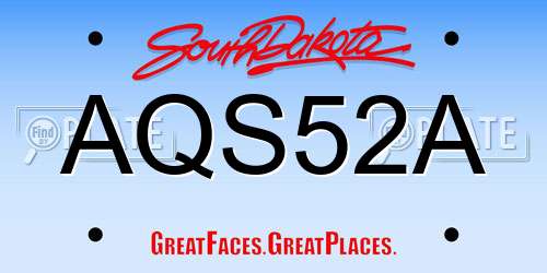 AQS52A South Dakota License Plate