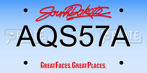 AQS57A South Dakota License Plate