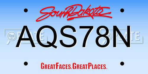 AQS78N South Dakota License Plate