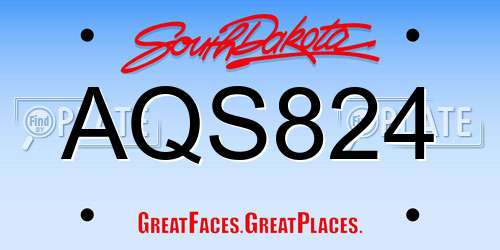 AQS824 South Dakota License Plate