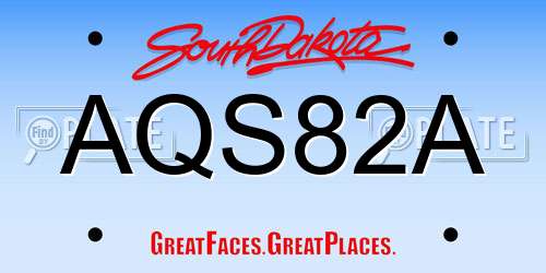 AQS82A South Dakota License Plate