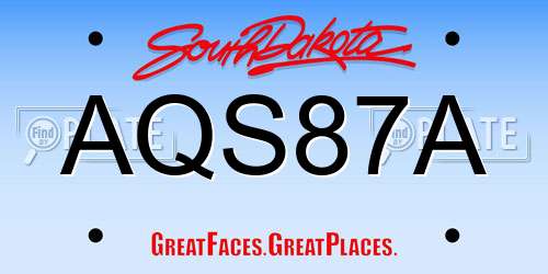 AQS87A South Dakota License Plate