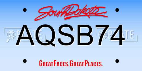 AQSB74 South Dakota License Plate