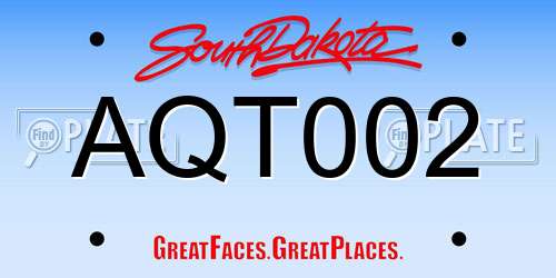 AQT002 South Dakota License Plate