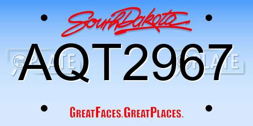 AQT2967 South Dakota License Plate