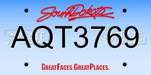 AQT3769 South Dakota License Plate