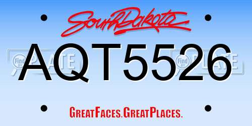 AQT5526 South Dakota License Plate