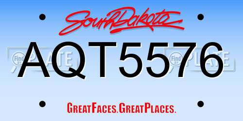AQT5576 South Dakota License Plate