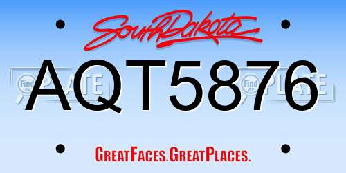 AQT5876 South Dakota License Plate