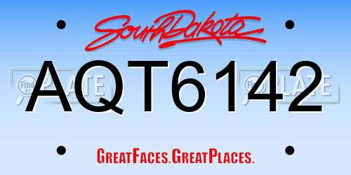 AQT6142 South Dakota License Plate
