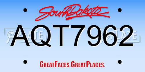 AQT7962 South Dakota License Plate