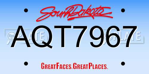 AQT7967 South Dakota License Plate